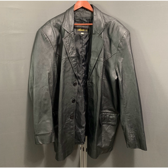 Men's Ben-Z Black Leather Jacket Size XXL - Picture 1 of 4